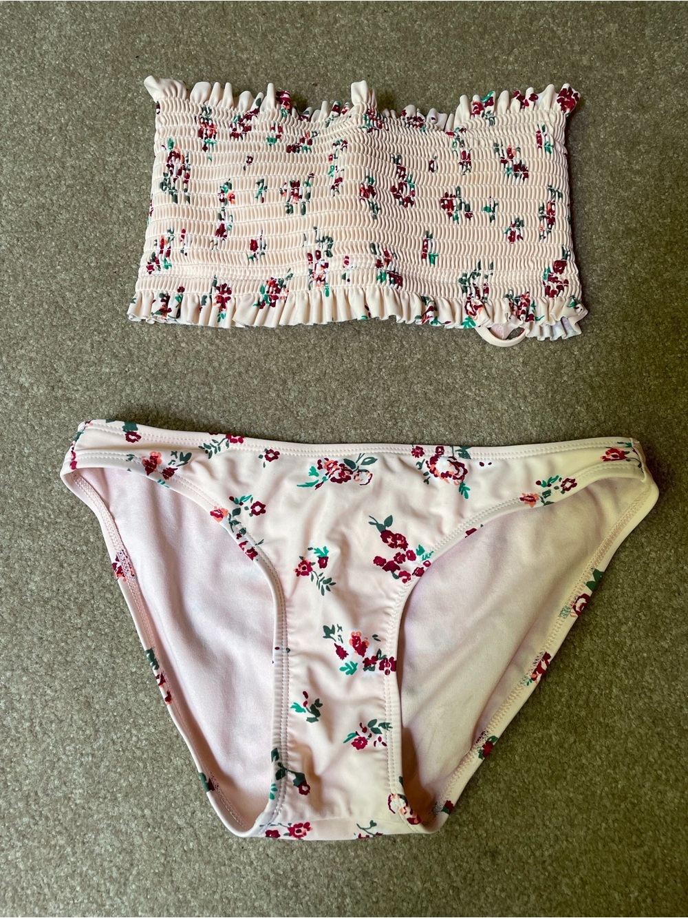 Xhilaration Pink Floral Smocked Bikini